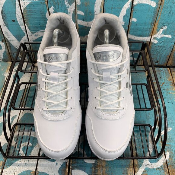 NEW Asics Cheer 8 White/Silver Cheerleader Athletic Shoes Q654Y Womens Size 8 - Picture 3 of 10